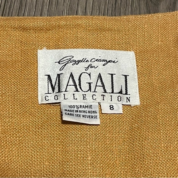 Vintage Magali Collection Two Piece Skirt Blazer Goldenrod Gold Buttons Size 8 - Picture 10 of 12